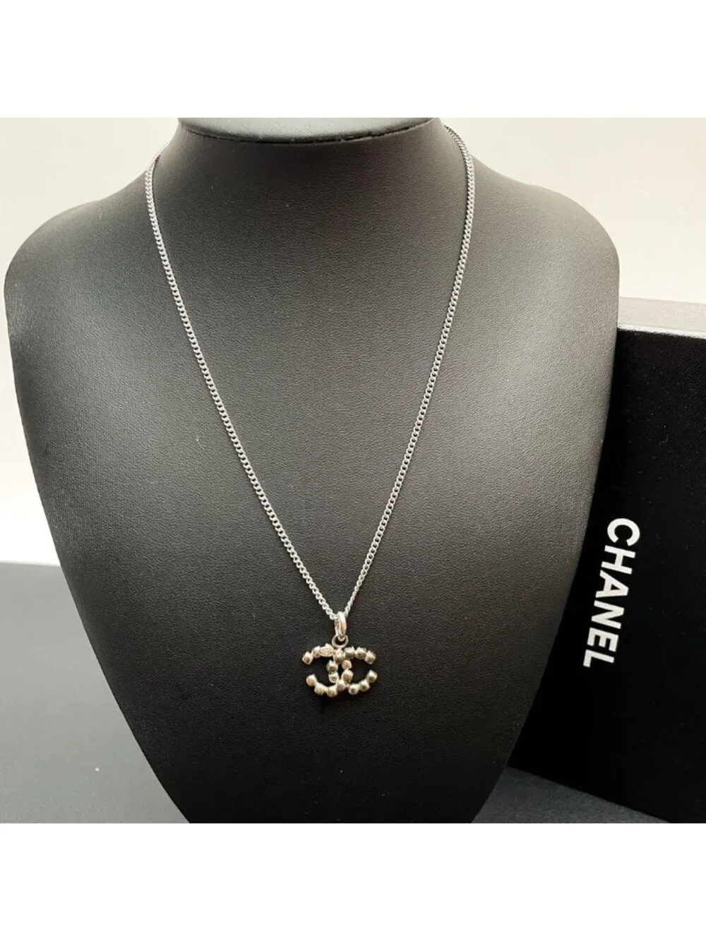 Chanel CC Logo Necklace Rhinestone Icon Coco